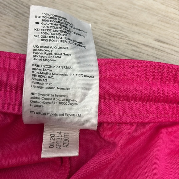 adidas Pink with White Embroidered Logo Elastic Drawstring Waist Shorts Size S - Picture 8 of 11